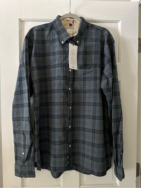NWT Apolis Global Citizen Grey Plaid Flannel Button Down Long Sleeve Shirt XXL